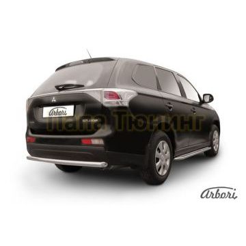 Защита заднего бампера короткая 57 мм Slitkoff для Mitsubishi Outlander 2012-2014