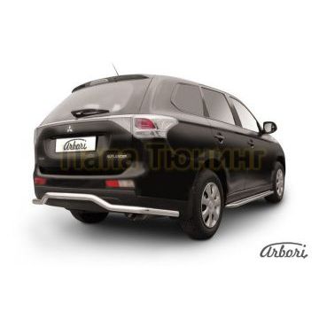 Защита заднего бампера волна длинная 57 мм Slitkoff для Mitsubishi Outlander 2012-2014