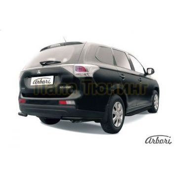 Защита задняя уголки чёрная сталь 57 мм Slitkoff для Mitsubishi Outlander 2012-2014