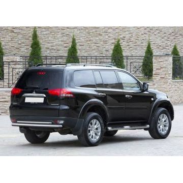 Защита заднего бампера двойная 76-42 мм Rival для Mitsubishi Pajero Sport 2008-2016