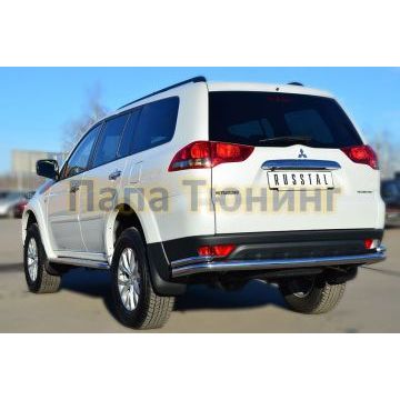 Защита заднего бампера двойная с уголками d57-d42 РусСталь для Mitsubishi Pajero Sport 2013-2016