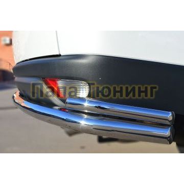 Защита заднего бампера двойная с уголками d57-d42 РусСталь для Mitsubishi Pajero Sport 2013-2016