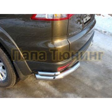 Защита задняя двойные уголки 76-42 мм ТСС для Mitsubishi Pajero Sport 2013-2016
