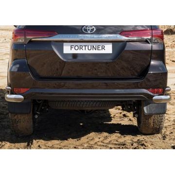 Защита задняя двойные уголки 76-42 мм Rival для Toyota Fortuner 2017-