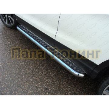 Пороги с площадкой алюминиевый лист 60 мм ТСС для Nissan Qashqai 2015-2019 Пороги с площадкой алюминиевый лист 60 мм ТСС для Nissan Qashqai 2015-2019