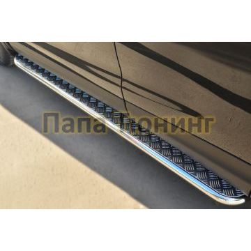 Пороги с площадкой алюминиевый лист d42 РусСталь для Nissan Qashqai 2014-2019