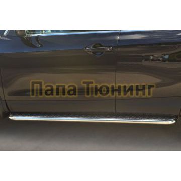 Пороги с площадкой алюминиевый лист d42 РусСталь для Nissan Qashqai 2014-2019