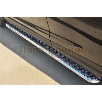 Пороги с площадкой алюминиевый лист d42 вариант 2 РусСталь для Nissan Qashqai 2014-2019