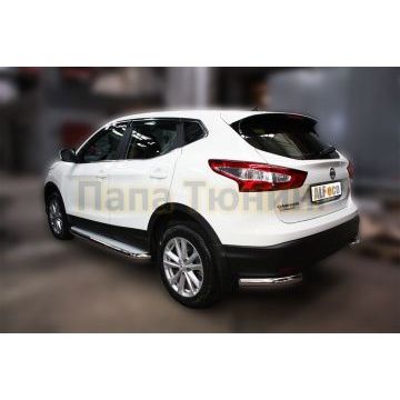 Защита задняя уголки 60 мм ALFeco для Nissan Qashqai (ВСЕ) 2014-2019