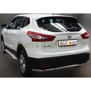 Защита заднего бампера 60 мм ALFeco для Nissan Qashqai (ВСЕ) 2014-2019