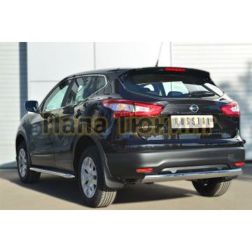 Защита заднего бампера овальная 75х42 мм РусСталь для Nissan Qashqai 2014-2019