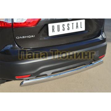 Защита заднего бампера овальная 75х42 мм РусСталь для Nissan Qashqai 2014-2019
