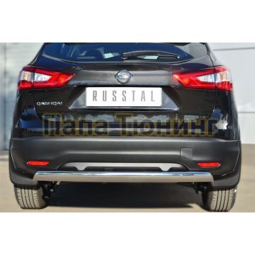 Защита заднего бампера овальная 75х42 мм РусСталь для Nissan Qashqai 2014-2019