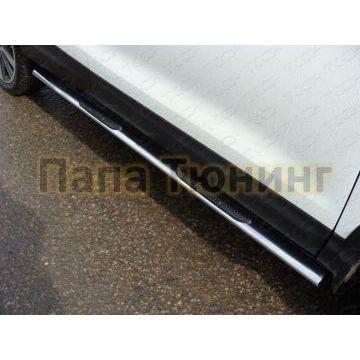 Пороги труба овальная с накладками 75х42 мм ТСС для Nissan Qashqai 2015-2019 Пороги труба овальная с накладками 75х42 мм ТСС для Nissan Qashqai 2015-2019