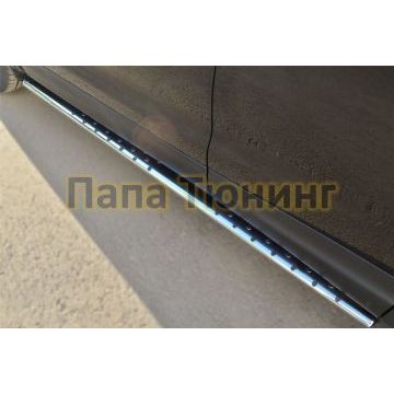 Пороги труба овальная с проступью 75х42 мм РусСталь для Nissan Qashqai 2014-2019