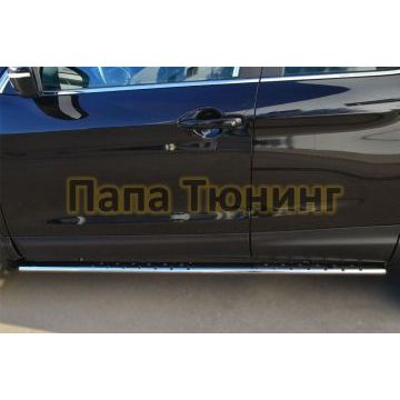 Пороги труба овальная с проступью 75х42 мм РусСталь для Nissan Qashqai 2014-2019