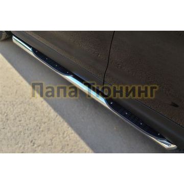 Пороги труба с накладками d76 вариант 1 РусСталь для Nissan Qashqai 2014-2019