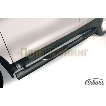 Пороги чёрная сталь труба с накладками 76 мм Slitkoff для Nissan Qashqai 2014- Пороги чёрная сталь труба с накладками 76 мм Slitkoff для Nissan Qashqai 2014-