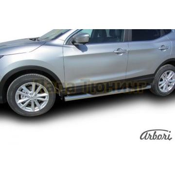 Пороги труба с накладками 76 мм Slitkoff для Nissan Qashqai 2014- Пороги труба с накладками 76 мм Slitkoff для Nissan Qashqai 2014-