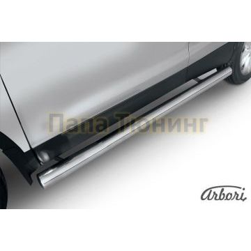 Защита штатных порогов труба 76 мм Slitkoff для Nissan Qashqai 2014- Защита штатных порогов труба 76 мм Slitkoff для Nissan Qashqai 2014-