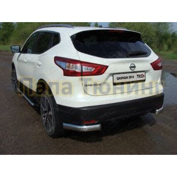 Защита задняя овальные уголки 75х42 мм ТСС для Nissan Qashqai 2015-2019 Защита задняя овальные уголки 75х42 мм ТСС для Nissan Qashqai 2015-2019