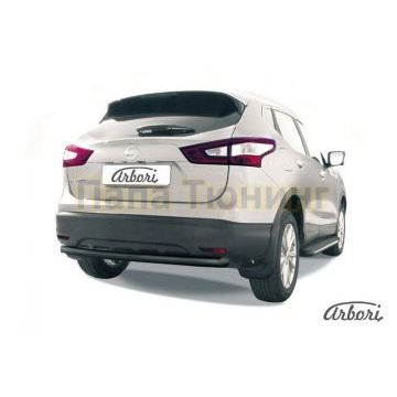 Защита заднего бампера чёрная сталь 57 мм Slitkoff для Nissan Qashqai 2014-2019 Защита заднего бампера чёрная сталь 57 мм Slitkoff для Nissan Qashqai 2014-2019