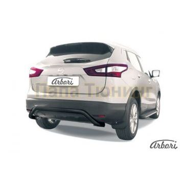 Защита заднего бампера чёрная сталь скоба 57 мм Slitkoff для Nissan Qashqai 2014-2019 Защита заднего бампера чёрная сталь скоба 57 мм Slitkoff для Nissan Qashqai 2014-2019