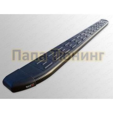 Пороги алюминиевые ТСС с накладкой чёрные для Geely Emgrand X7 2013-2019