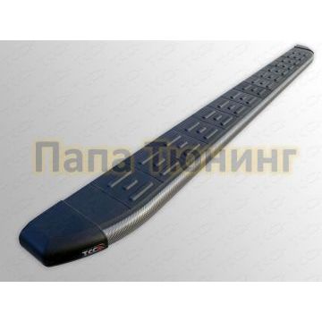 Пороги алюминиевые ТСС с накладкой серые для Geely Emgrand X7 2013-2019