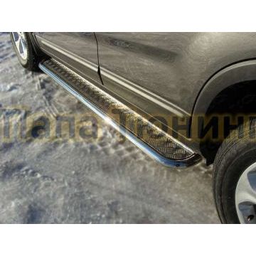 Пороги с площадкой алюминиевый лист 42 мм ТСС для Kia Sorento 2012-2020 Пороги с площадкой алюминиевый лист 42 мм ТСС для Kia Sorento 2012-2020