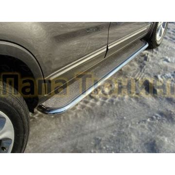 Пороги с площадкой нержавеющий лист 42 мм ТСС для Kia Sorento 2012-2020 Пороги с площадкой нержавеющий лист 42 мм ТСС для Kia Sorento 2012-2020