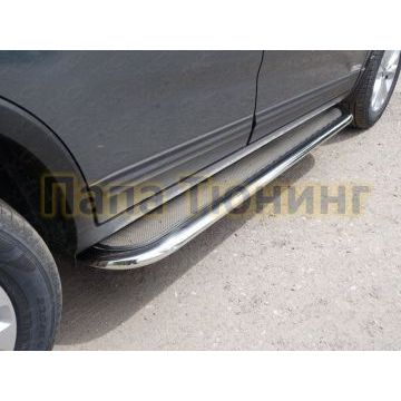 Пороги овал с площадкой нержавеющий лист 75х42 мм ТСС для Kia Sorento 2012-2020 Пороги овал с площадкой нержавеющий лист 75х42 мм ТСС для Kia Sorento 2012-2020