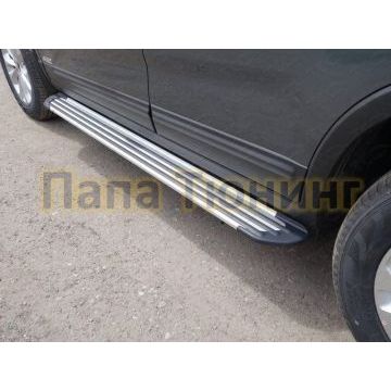 Пороги алюминиевые Slim Line Silver ТСС для Kia Sorento 2012-2020 Пороги алюминиевые Slim Line Silver ТСС для Kia Sorento 2012-2020