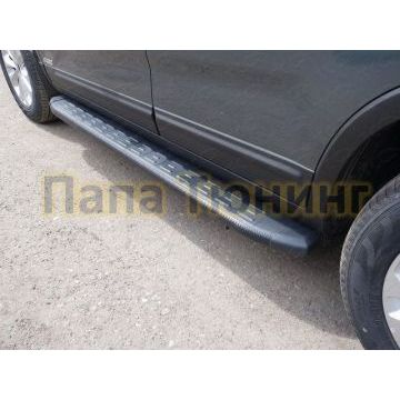 Пороги алюминиевые ТСС с накладкой чёрные для Kia Sorento 2012-2020 Пороги алюминиевые ТСС с накладкой чёрные для Kia Sorento 2012-2020