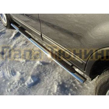 Пороги труба овальная с накладками 75х42 мм ТСС для Kia Sorento 2012-2020 Пороги труба овальная с накладками 75х42 мм ТСС для Kia Sorento 2012-2020