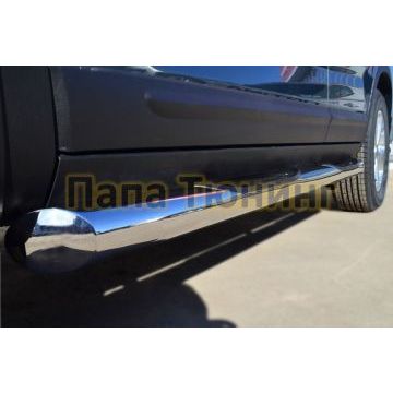 Пороги труба с накладками d76 вариант 1 РусСталь для Kia Sorento 2012-2020