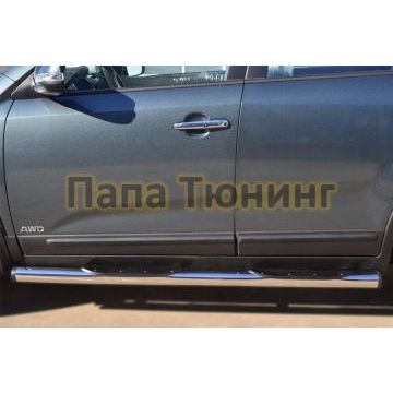 Пороги труба с накладками d76 вариант 2 РусСталь для Kia Sorento 2012-2020