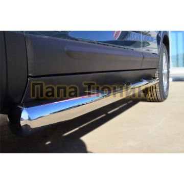 Пороги труба с накладками d76 вариант 3 РусСталь для Kia Sorento 2012-2020