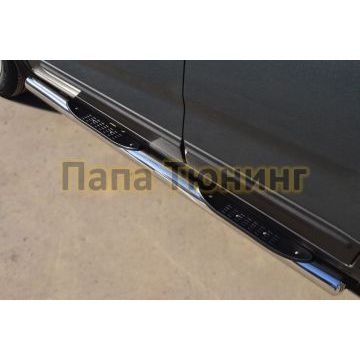 Пороги труба с накладками d76 вариант 3 РусСталь для Kia Sorento 2012-2020