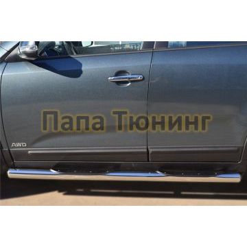 Пороги труба с накладками d76 вариант 3 РусСталь для Kia Sorento 2012-2020