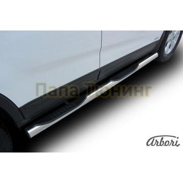 Пороги труба с накладками 76 мм Slitkoff для Kia Sorento 2012-2020