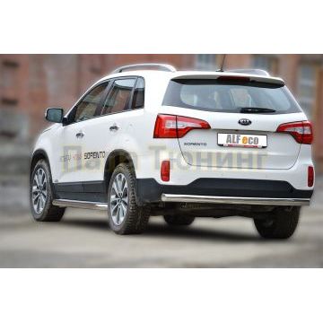 Защита заднего бампера овальная 75x42 мм ALFeco для Kia Sorento 2012-