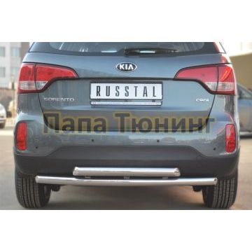 Защита заднего бампера двойная d57-d57 РусСталь для Kia Sorento 2012-