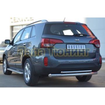 Защита заднего бампера двойная d76-d42 РусСталь для Kia Sorento 2012-