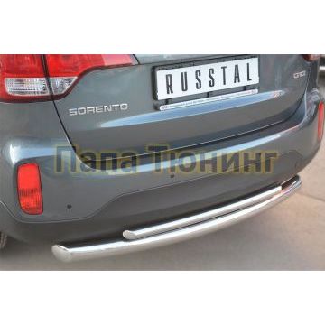 Защита заднего бампера двойная d76-d42 РусСталь для Kia Sorento 2012-