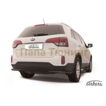 Защита задняя уголки чёрная сталь 57 мм Slitkoff для Kia Sorento 2012-
