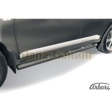 Пороги чёрная сталь труба с накладками 76 мм Slitkoff для Mitsubishi Outlander XL 2006-2009 Пороги чёрная сталь труба с накладками 76 мм Slitkoff для Mitsubishi Outlander XL 2006-2009