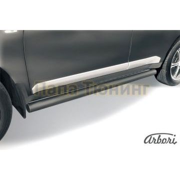 Защита штатных порогов чёрная сталь труба 76 мм Slitkoff для Mitsubishi Outlander XL 2006-2009 Защита штатных порогов чёрная сталь труба 76 мм Slitkoff для Mitsubishi Outlander XL 2006-2009