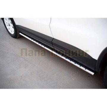 Пороги труба овальная с проступью 75х42 мм РусСталь для Volkswagen Tiguan 2011-2016