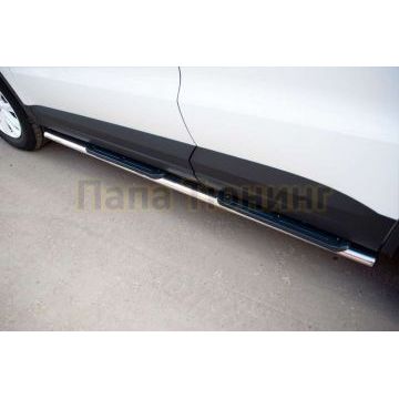 Пороги труба овальная с накладками 75х42 мм РусСталь для Volkswagen Tiguan 2011-2016